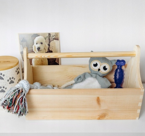 Nosidło skrzynka drewniana na narzędzia drobiazgi z uchwytem decoupage