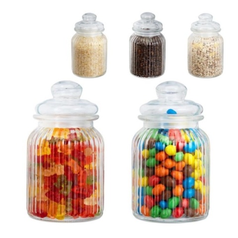 Pojemniki kuchenne szklane 5 szt. 1L, słoiki ozdobne Pojemniki kuchenne szklane 5 szt. 1L, słoiki ozdobne