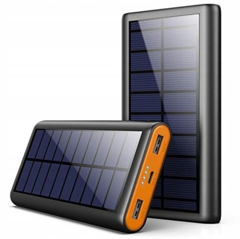 Powerbank, ładowarka solarna duża pojemność 26800 mAh 2 porty ładujące latarka