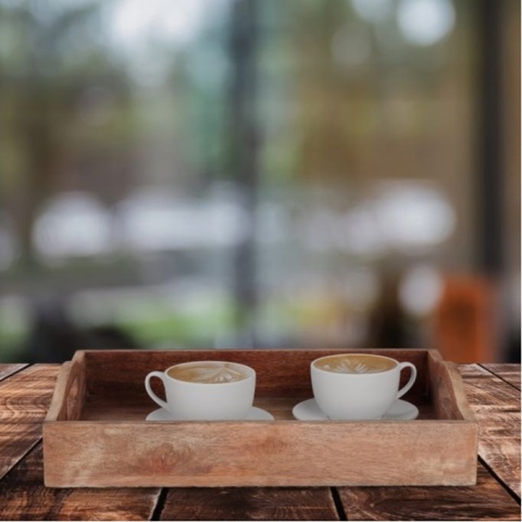 Prostokątna taca z uchwytem drewno mango 40x30 cm taca do serwowania