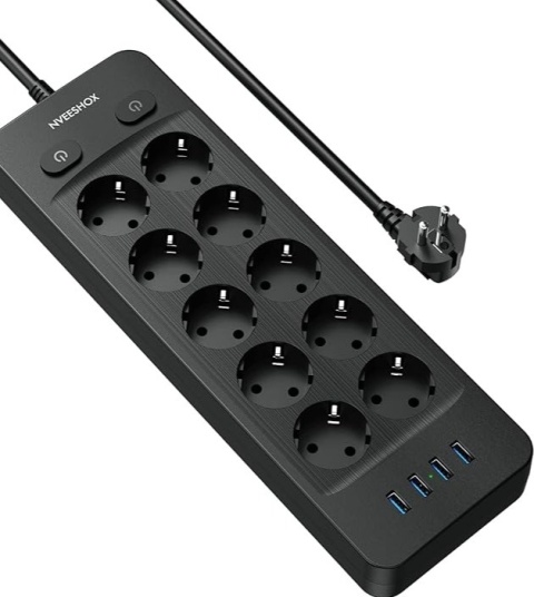 Przedłużacz listwa zasilająca10gniazd + 4 porty USB 2 m