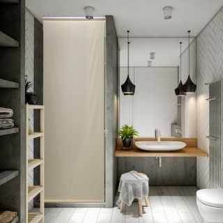 Wodoodporna Roleta do łazienki beżowa, zasłona prysznicowa 60 x 240