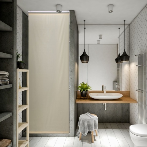 Wodoodporna Roleta do łazienki beżowa, zasłona prysznicowa 60 x 240