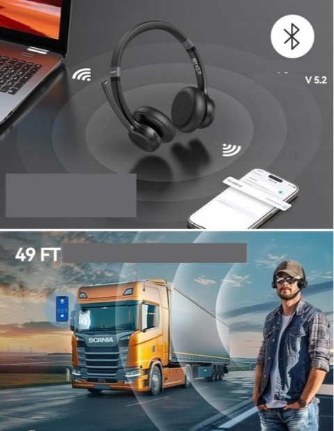 SŁUCHAWKI BEZPRZEWODOWE TECKNET TK-HS012 CZARNE MIKROFON REDUKCJA SZUMÓW