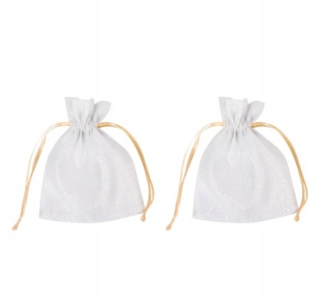 Torebki Dekoracyjne Błyszczące Zestaw 2 szt. Białe Torebki Dekoracyjne Błyszczące Zestaw 2 szt. Białe