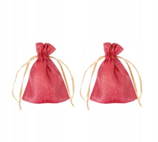 Torebki Dekoracyjne Błyszczące Zestaw 2 szt. Czerwone
