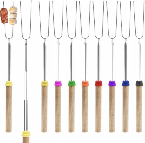 WIDELEC OGNISKOWY KIJ DO KIEŁBASY KIJKI WIDELCE NA GRILLA TELESKOPOWE 8 SZT