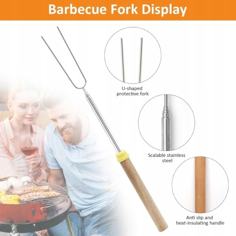WIDELEC OGNISKOWY KIJ DO KIEŁBASY KIJKI WIDELCE NA GRILLA TELESKOPOWE 8 SZT