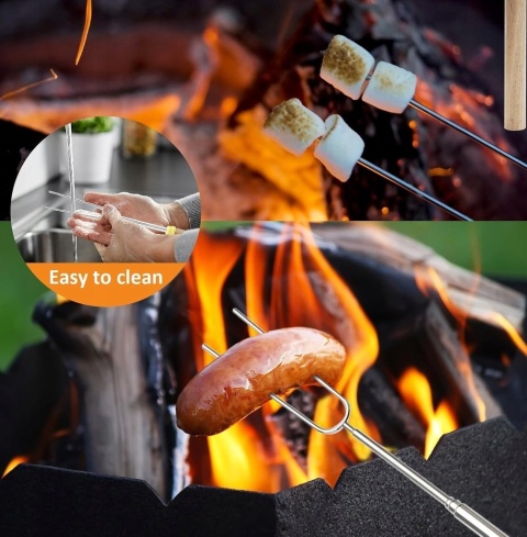 WIDELEC OGNISKOWY KIJ DO KIEŁBASY KIJKI WIDELCE NA GRILLA TELESKOPOWE 8 SZT