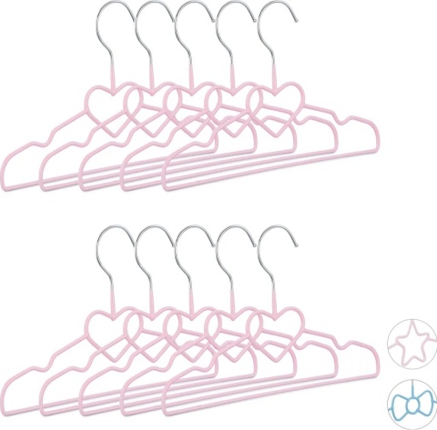 WIESZAK Wieszaki dla dzieci metalowe 20 szt. RÓŻOWE Z SWERCEM