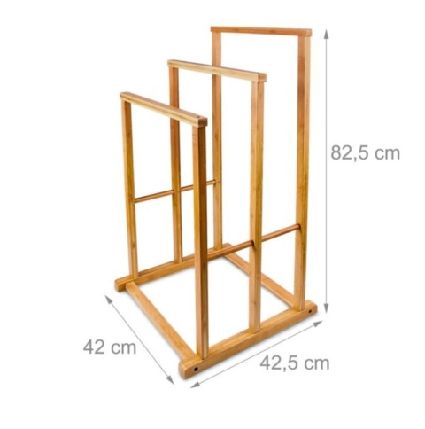 Wieszak na ręczniki bambusowy 3 ramienny Relaxdays