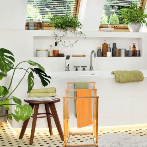 Wieszak na ręczniki bambusowy 3 ramienny Relaxdays