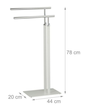 Wieszak schodkowy łazienkowy na ręczniki wolnostojący biało srebrny METAL