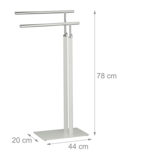 Wieszak schodkowy łazienkowy na ręczniki wolnostojący biało srebrny METAL
