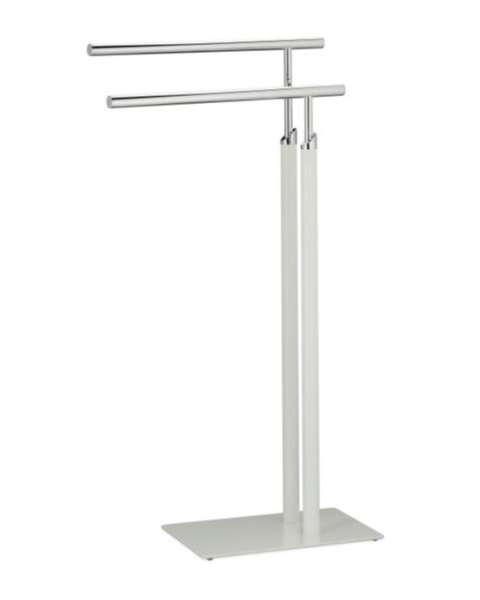 Wieszak schodkowy łazienkowy na ręczniki wolnostojący biało srebrny METAL