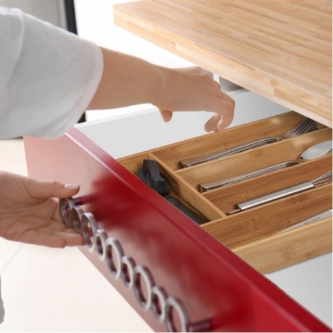 Wkład do szuflady organizer na sztućce Relaxdays 34 x 30 cm bambus