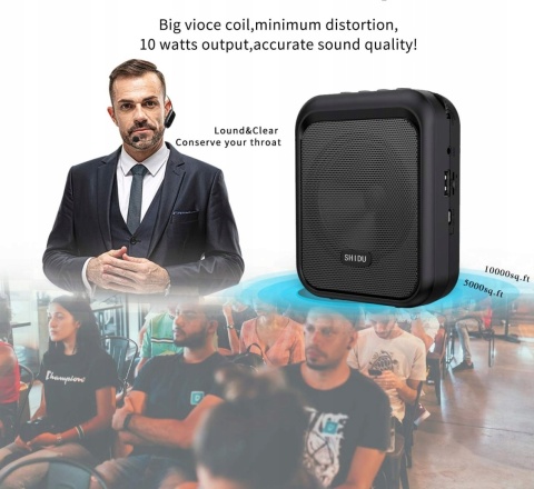 Wzmacniacz głosu, Głośnik przenośny Shidu S40 czarny 10 W