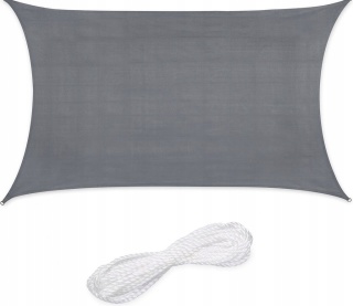 Żagiel Przeciwsłoneczny Ogrodowy Wodoodporny 3x2 Szary Prostokąt Zacieniacz