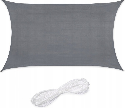 Żagiel Przeciwsłoneczny Ogrodowy Wodoodporny 3x2 Szary Prostokąt Zacieniacz