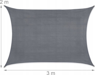 Żagiel Przeciwsłoneczny Ogrodowy Wodoodporny 3x2 Szary Prostokąt Zacieniacz