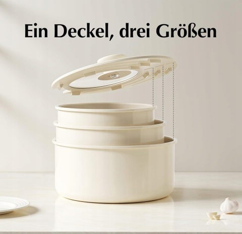 Zestaw 3 garnków ze zdejmowanymi uchwytami, nieprzywierające Redchef