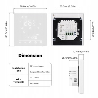 nteligentny termostat MOES MWHT-S02-GA (Matter / WiFi) – do ogrzewania podłogowego / systemów wodnych