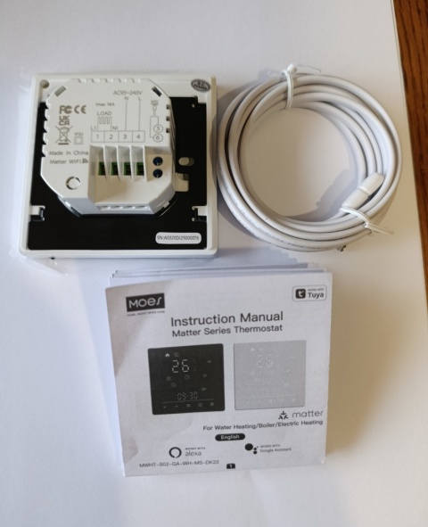 nteligentny termostat MOES MWHT-S02-GA (Matter / WiFi) – do ogrzewania podłogowego / systemów wodnych