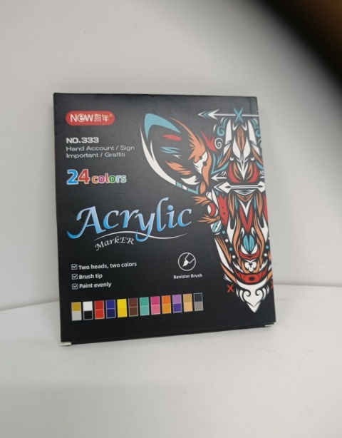 24 kolory markery z farbą akrylową do ceramiki, pisaki 12 szt