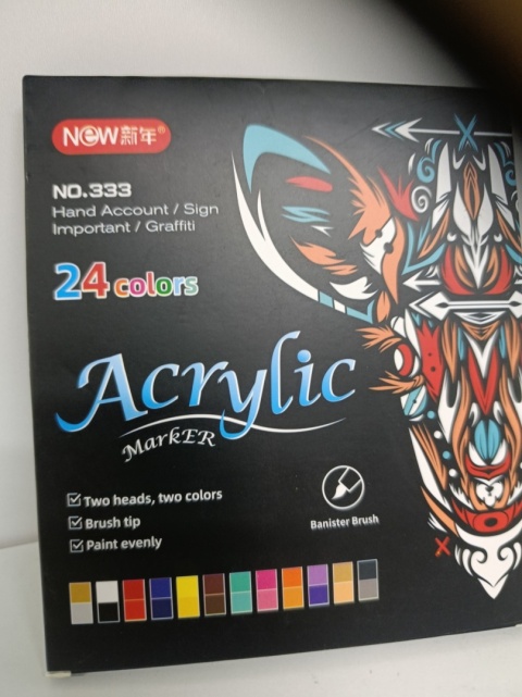 24 kolory markery z farbą akrylową do ceramiki, pisaki 12 szt