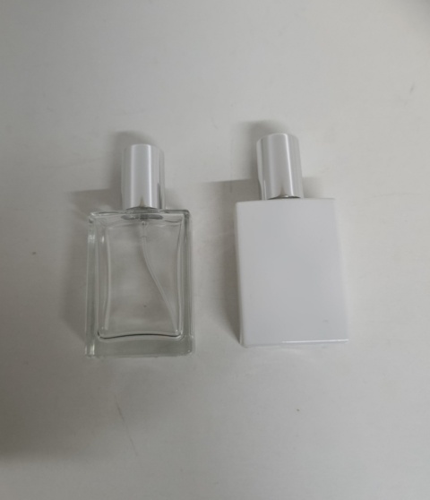 2 szt BUTELKA SZKLANA FLAKON NA PERFUMY + ATOMIZER ALUMINIUM - 30ML