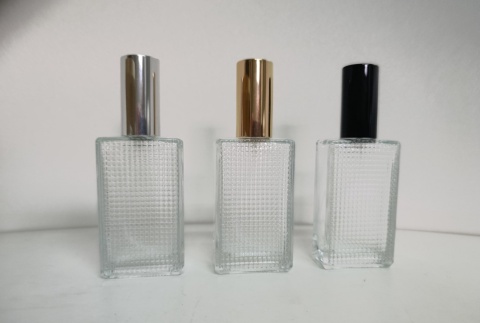 3 szt BUTELKA SZKLANA FLAKON NA PERFUMY + ATOMIZER ALUMINIUM - 50ML