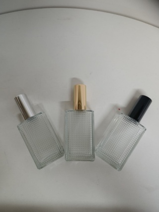 3 szt BUTELKA SZKLANA FLAKON NA PERFUMY + ATOMIZER ALUMINIUM - 50ML