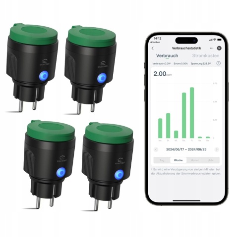4 szt EIGHTREE wodoodporne gniazda inteligentne , Alexa & Google Compatible