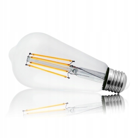 4 szt Żarówka LED Filament (Przezroczysta) ST64 E27 12W 6500K