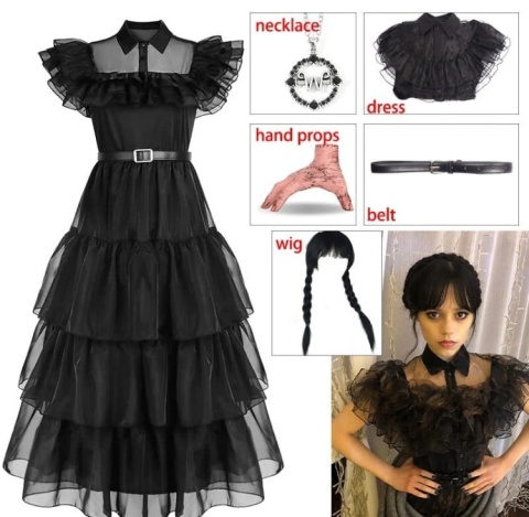 Cosplay Wednesday Addams Zestaw Halloween karnawał