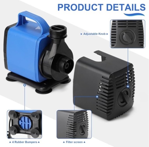 DBREAKS Pompa do stawu 4,500L/H z dyszami do akwarium i fontanny