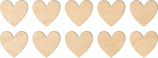 DREWNIANE SERCA SERCE 5CM ŚLUB WESELE OZDOBA 50 szt