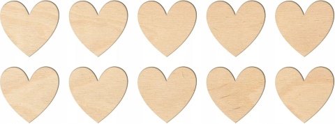 DREWNIANE SERCA SERCE 5CM ŚLUB WESELE OZDOBA 50 szt