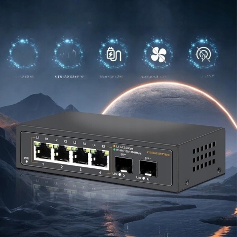 Davuaz DA-K6402W – przełącznik sieciowy 2.5G 4xRJ45 + 2xSFP 10G