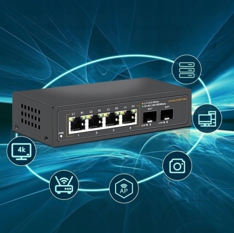 Davuaz DA-K6402W – przełącznik sieciowy 2.5G 4xRJ45 + 2xSFP 10G