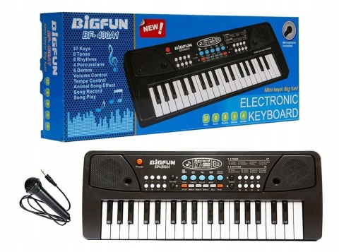 Elektroniczne mini pianino keyboard BIGFUN BF-430A1 37-klawiszy i mikrofon
