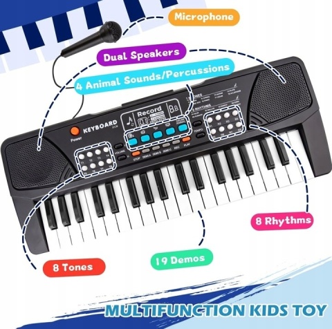 Elektroniczne mini pianino keyboard BIGFUN BF-430A1 37-klawiszy i mikrofon