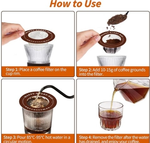 Filtry do kawy, 50 szt filtrów do kawy przelewowej