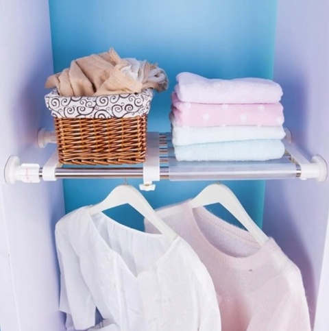 Hershii Rozszerzalna półka do szafy, organizer do szafki 40-60 CM