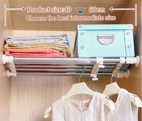 Hershii Rozszerzalna półka do szafy, organizer do szafki 40-60 CM