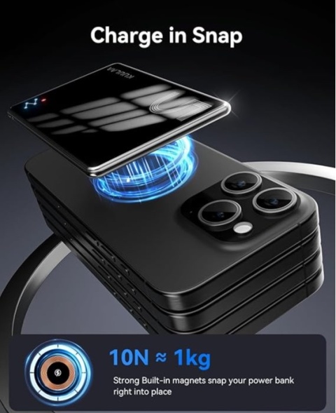 Powerbank KUULAA KL-YD67 Ultra-cienka magnetyczna ładowarka bezprzewodowa 15 W 5000 mAh