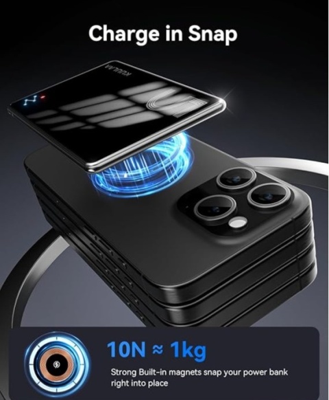 Powerbank KUULAA KL-YD67 Ultra-cienka magnetyczna ładowarka bezprzewodowa 15 W 5000 mAh