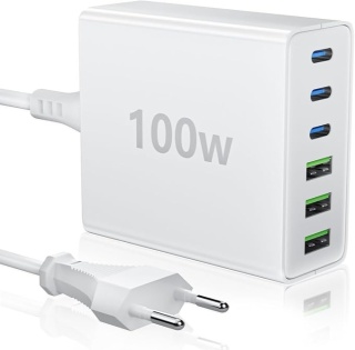 Ładowarka 100W GaN6 3x USB-C +3x USB-A Kompaktowa szybka + kabel
