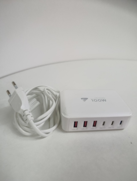 Ładowarka 100W GaN6 3x USB-C +3x USB-A Kompaktowa szybka + kabel