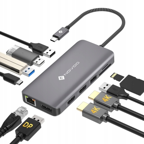 NOVOO 11 in 1 PRO +Stacja dokująca Hub USB C 4K 60Hz